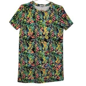 Zara Trafaluc Womens S Floral Colorful Tropical Pullover Mini Dress